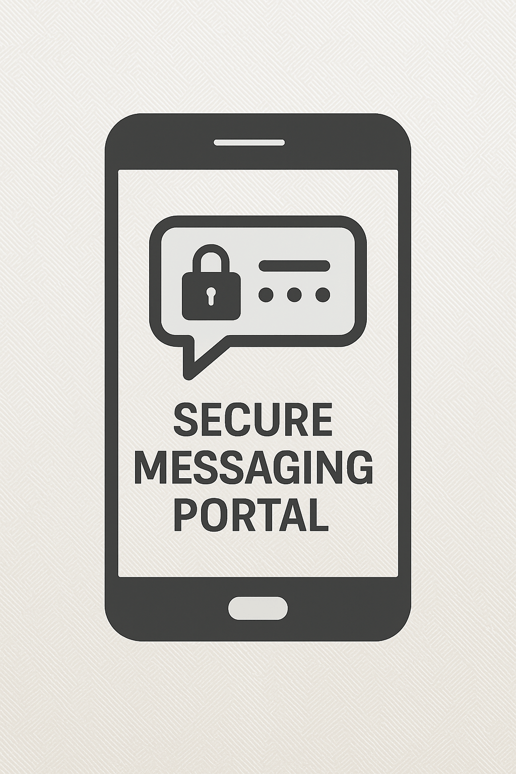 A flat-style digital illustration showing a smartphone screen with a secure messaging portal, representing confidential abortion care through SameDayAbortionPills.com